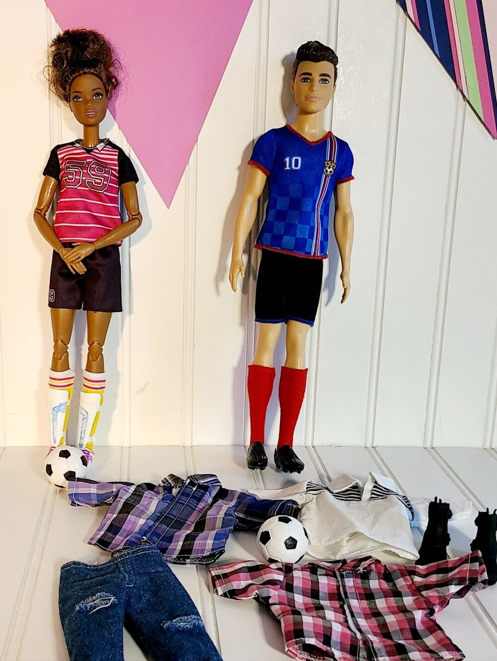 Soccer Barbie and Soccer Ken with Cleats, Balls & Complete Outfit Change For Ken